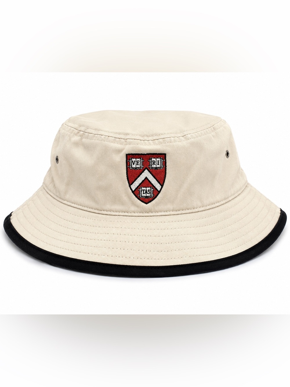 Harvard university Beige Bucket Hat Red Black Crest “Veritas “